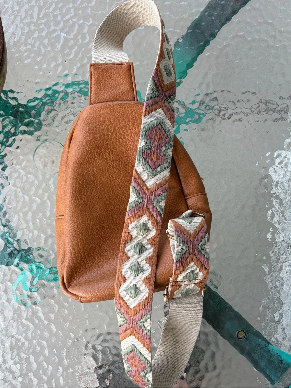 Boho Brown Faux Leather Sling Backpack/Purse